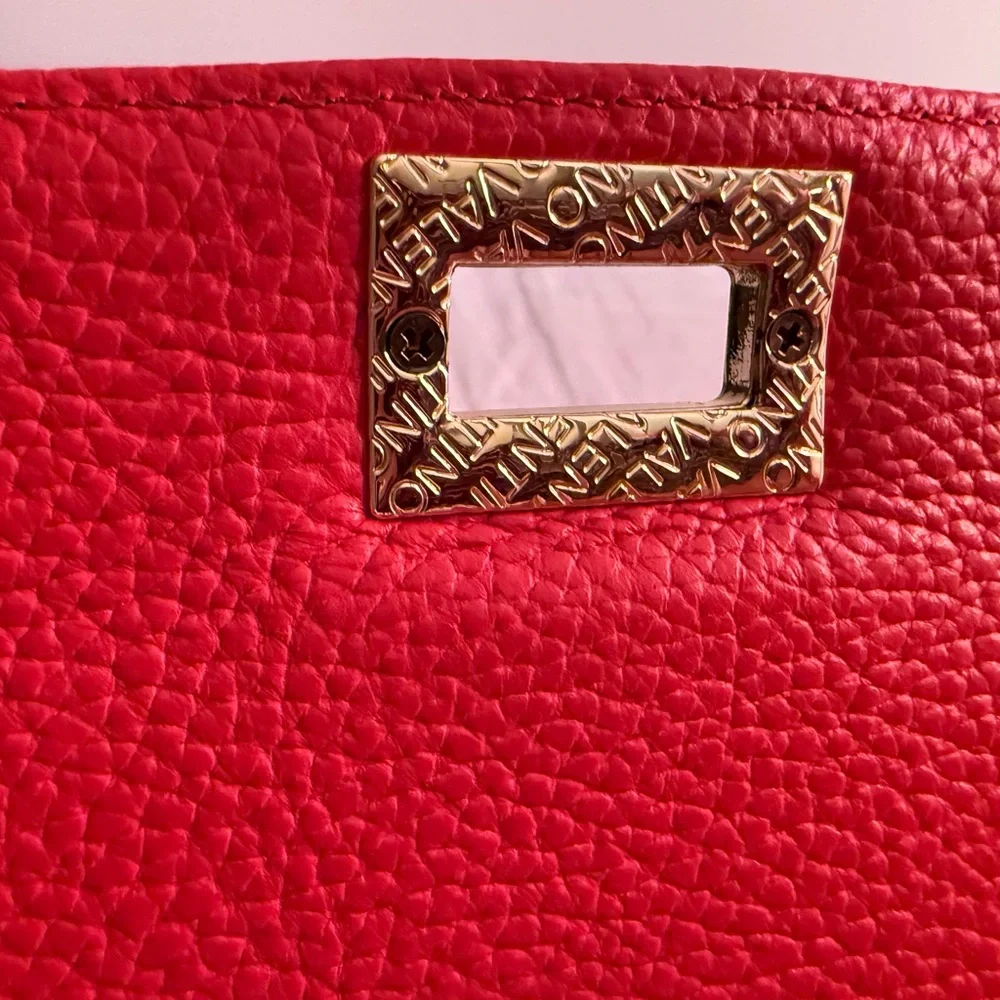 Valentino By Mario Valentino Red Studded V-Logo Shoulder Bag - Picture 12 of 13